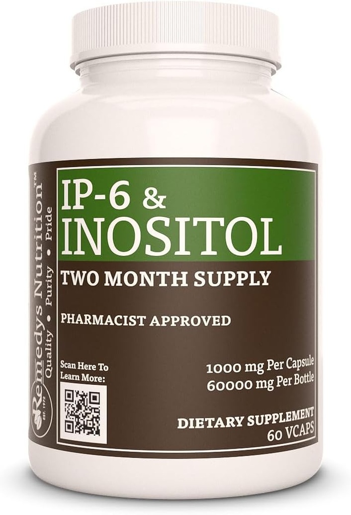 Nutrição da Remedy IP6 (hexafosfato) com Inositol, Cálcio e Magnésio 1.000 mg Suplemento dietético .