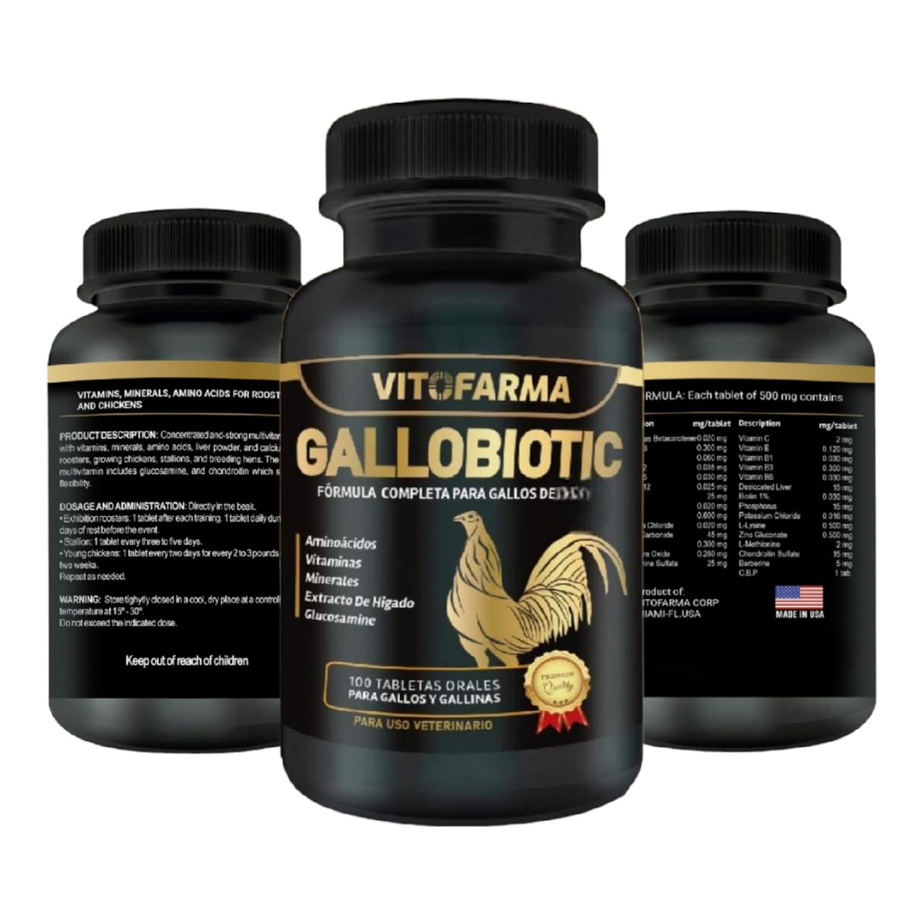 Galobiótico Multivitamina Natural para Galo, Galo - 100 Comprimidos