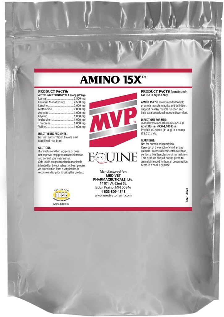 Amino 15X (3 lb) -Suporta função muscular saudável, desenvolvimento e reparação em cavalos