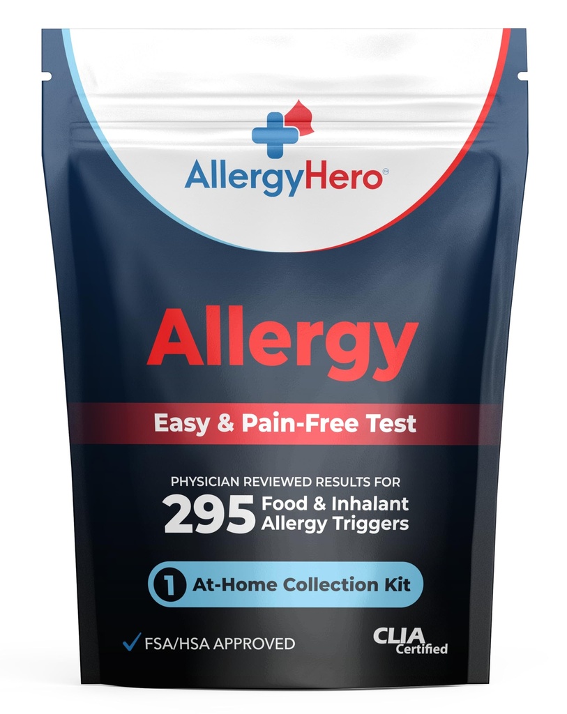 Kit de teste de alergia abrangente de alimentos e alergia ambiental com 295 gatilhos para adultos e crianças – Kit de teste de alergia fácil e sem dor em casa Use com resultados precisos