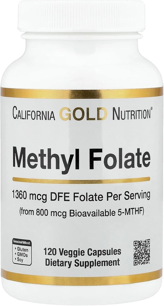 Lake Avenue Folato de metilo, 800 mcg, 120 cápsulas de legumes, Nutrição