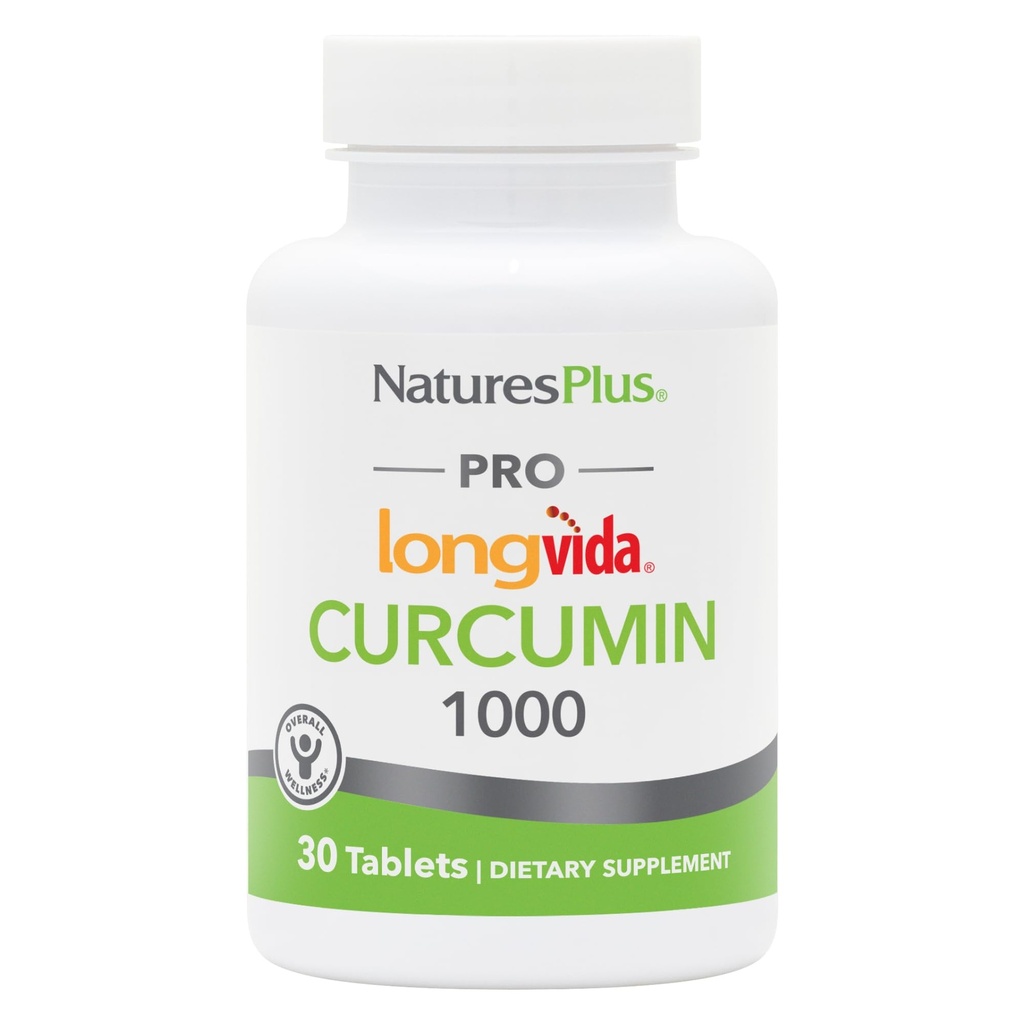 NaturesPlus PRO Longvida Curcumin 1000 mg - 30 Comprimidos - Promove Proteção Radical Livre Saudável - Não-GMO, Vegan & Gluten Free - 30 Servimentos