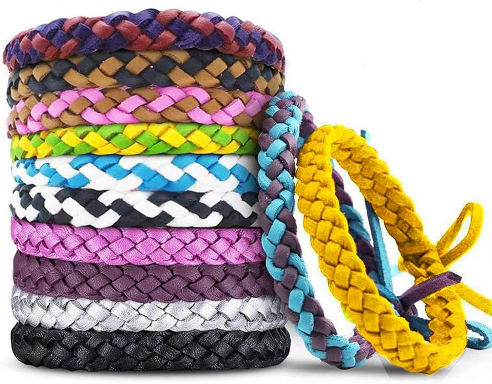 12 Pacote Mosquito Repelente Pulseiras, Inseto de couro de PU Envolto Inseto & Bandas de pulso Repelente Bug para Crianças & Adultos Camping ao ar livre Pesca Viagens