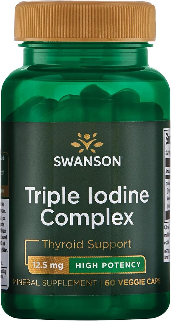 Swanson triplo iodo complexo-natural suplemento para vital Thyroid apoio-promove função metabólica, aumento da produção de células sanguíneas vermelhas, e saúde do coração- (60 cápsulas vegetativas, 12,5mg cada) 1 embalagem