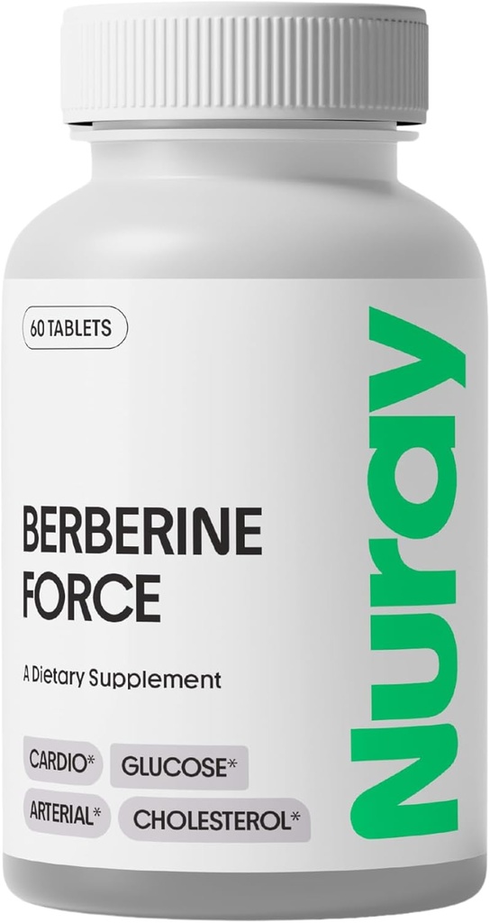 Nuray Berberine Force - Apoia Saúde Cognitiva, Saúde Gastrointestinal, Saúde Cardiovascular e Ajuda a Manter a Saúde Metabólica - com Folato, Ácido Lipóico R-Alpha - 60 Contagem - 500mg