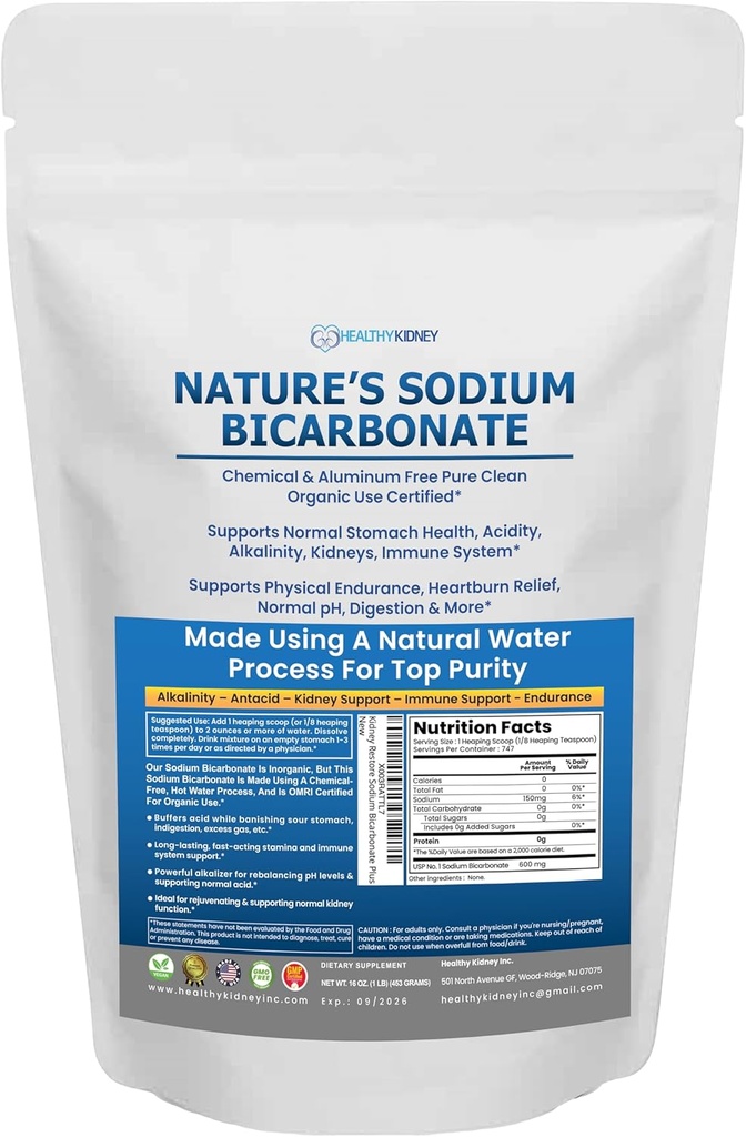 Bicarbonato de sódio orgânico uso de alumínio free Baking Soda. Nenhum pó de soda de cozimento puro químico para saúde e bem-estar. Bicarbonato de sódio 1 lb