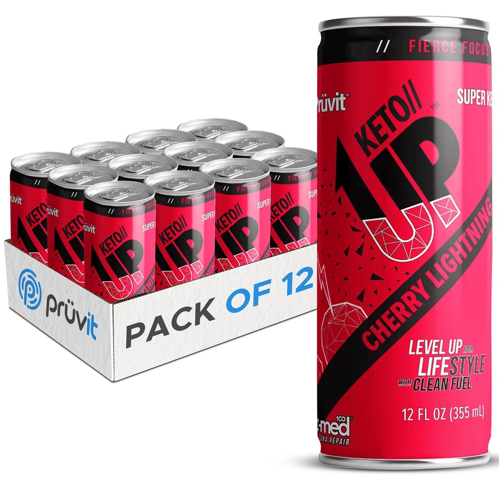 The Cherry Lightning Keto//Up® Drink – Cetonas prontas para beber para foco para homens e mulheres - 12 Pack