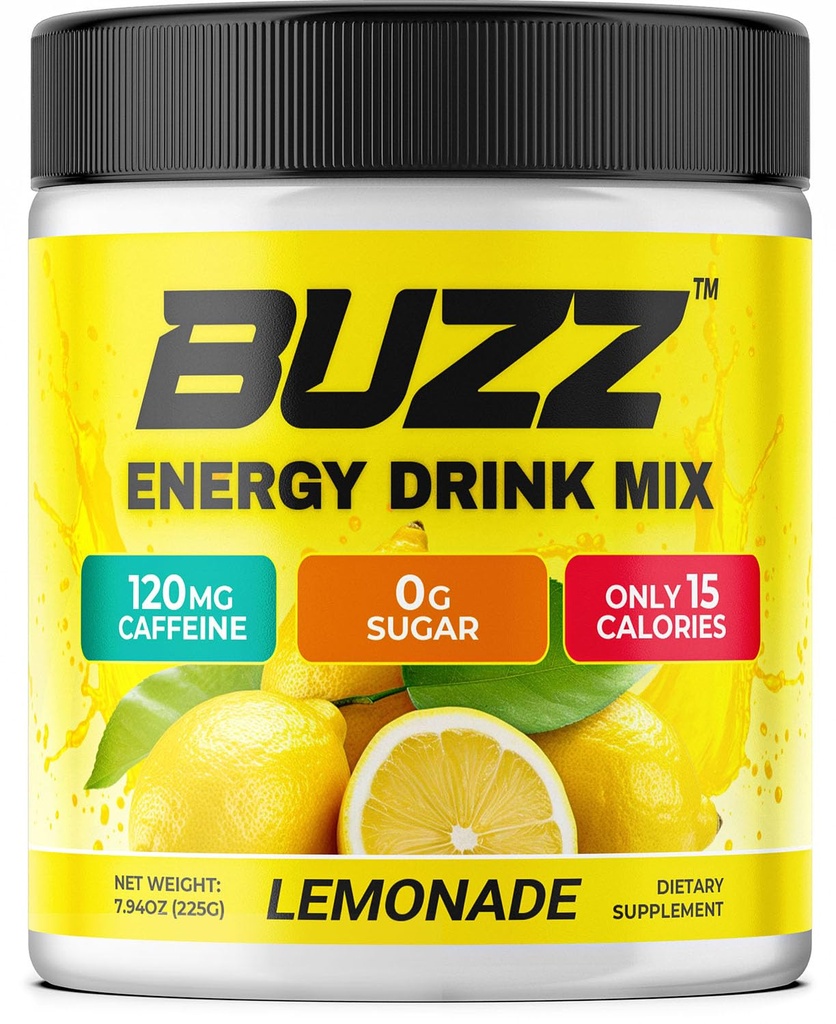 Morning Buzz Energy Drink Powder - Energia Boost - Energia sem açúcar com antioxidantes - Morning Kick and Sports Nutrition Endurance Product - 30 Servings, Limonada, 8 Onças