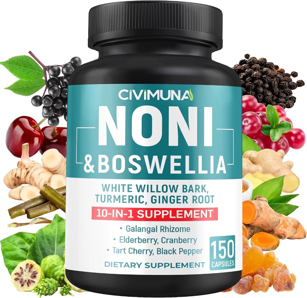 Noni Extract Cápsulas com Noni, Boswellia, White Willow Bark e Mais - 150 Cápsulas para 5 Meses de Abastecimento