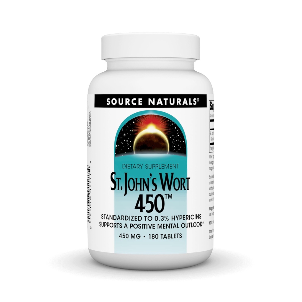Fonte Naturals St. John's Wort 450 mg Suporta um Outlook Mental Positivo - 180 Comprimidos