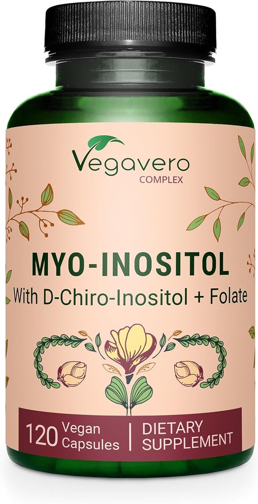 Vegavero Myo-Inositol & D-Chiro Inositol □ Equilíbrio Hormônio & Suporte Ovariano □ com Folato, Resveratrol, CoQ10 □ 40:1 Razão