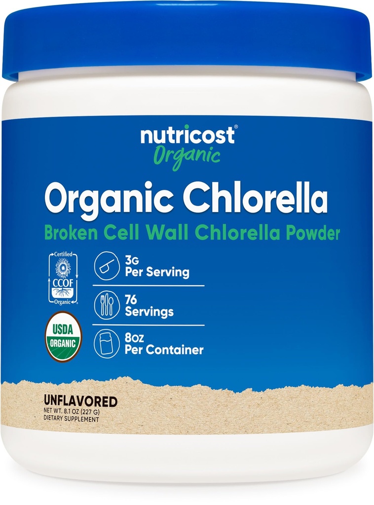 Nutricost chlorela orgânica em pó 8 onças - 3000mg por serviço - Não-GMO, sem glúten