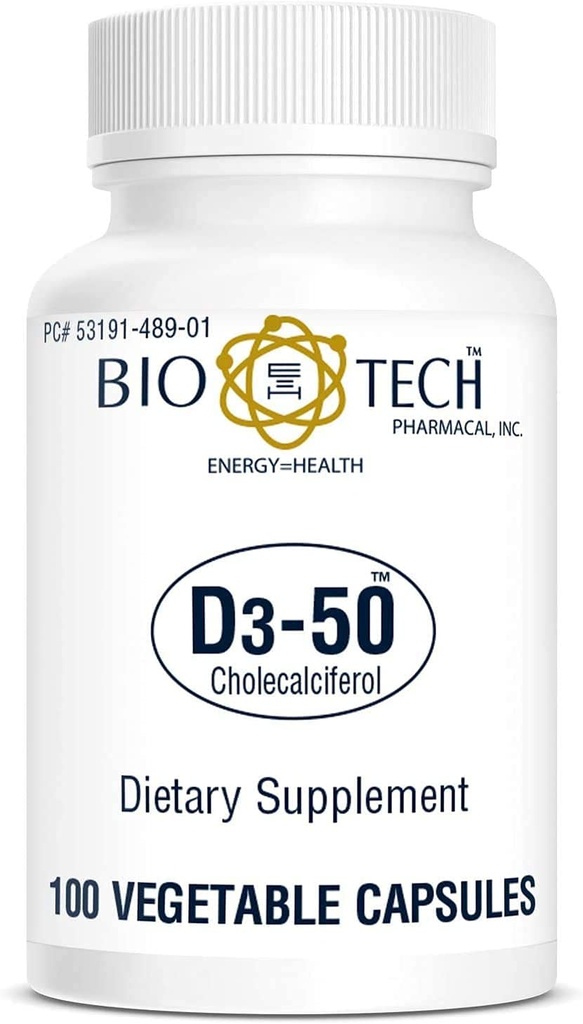 Bio-Tech Pharmacal Vitamina D3 (D3-50 50k UI, contagem de 100 Veg)