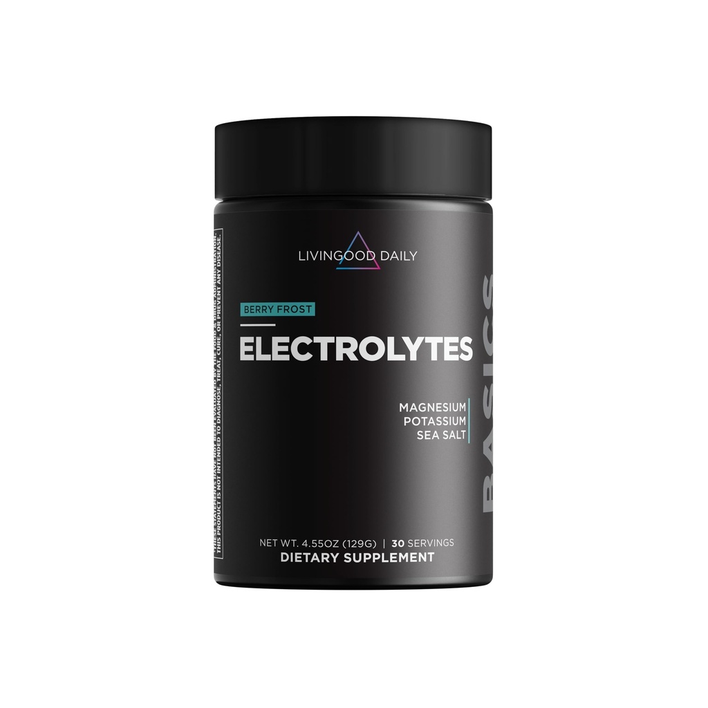 Livingood Eletrolitos diários Pó, Eletrolitos Hidratação Bebida Misture com vitamina C, magnésio, taurina e sal do mar, Suplemento Eletrolítico de Energia e Hidratação, Keto, Berry Frost Flavor, 30 Srvgs
