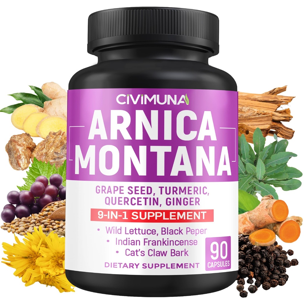 Cápsulas Arnica com Arnica, Sementes de Uva, Açafrão e Mais - 90 Cápsulas para Fornecimento de 3 Meses