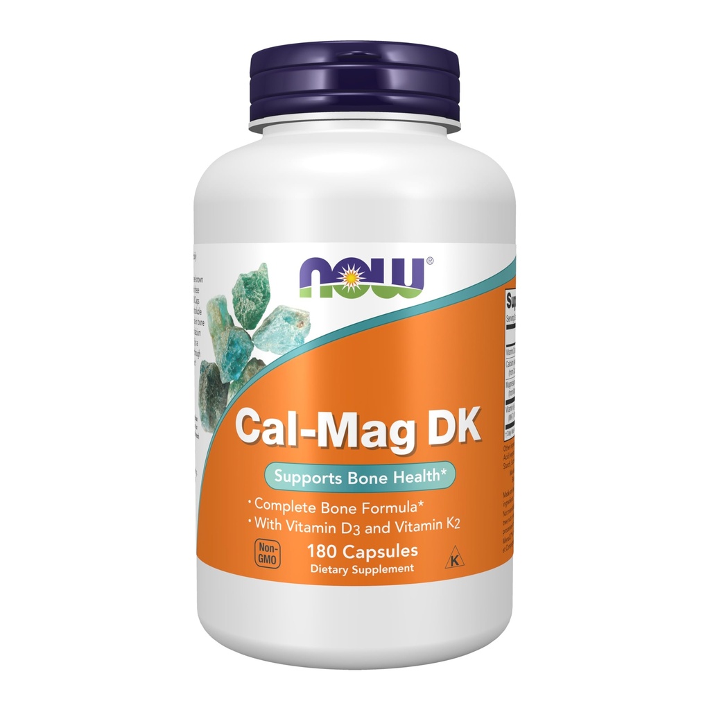 Now Foods Supplements, Cal-Mag DK com vitamina D-3 e vitamina K-2, Suporta Saúde Óssea*, 180 Cápsulas