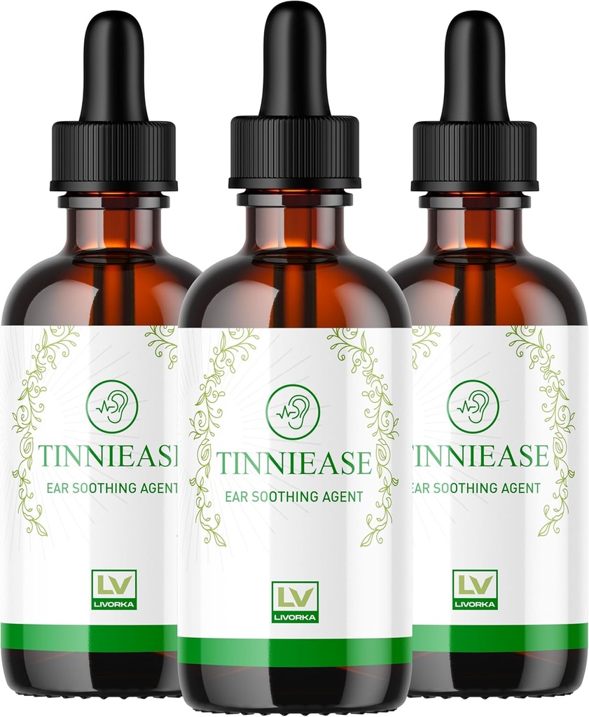 LIVORKA (3 Embalagem) Gotas de Tinniease, Gotas de Tinniease para suporte auditivo, Gotas de Tinni Easy, Gotas de Tinniease, 3 Garrafas durante 90 dias