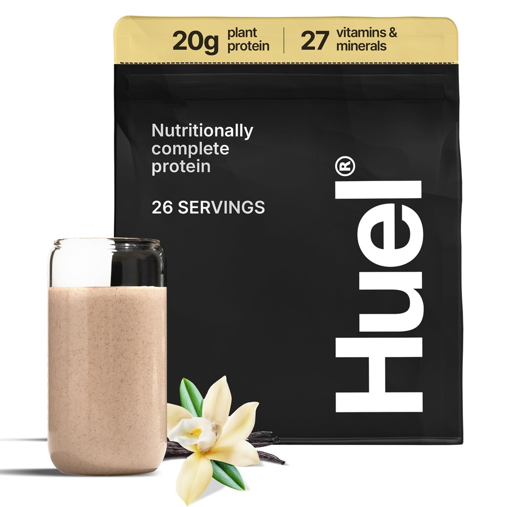 Huel Vegan Protein Powder (Vanilla) Nutrição completa (20g) Pó de proteína 100% baseado em plantas (27 vitaminas e minerais), sem glúten, sem OGM, sem lactose (26 servimentos)