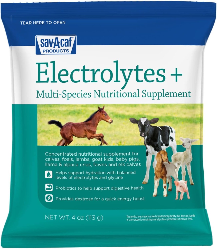 Sav-A-Caf , Eletrólitos Plus Suplemento Multi-Espécie , 4 Ounces (4 OZ) Packet