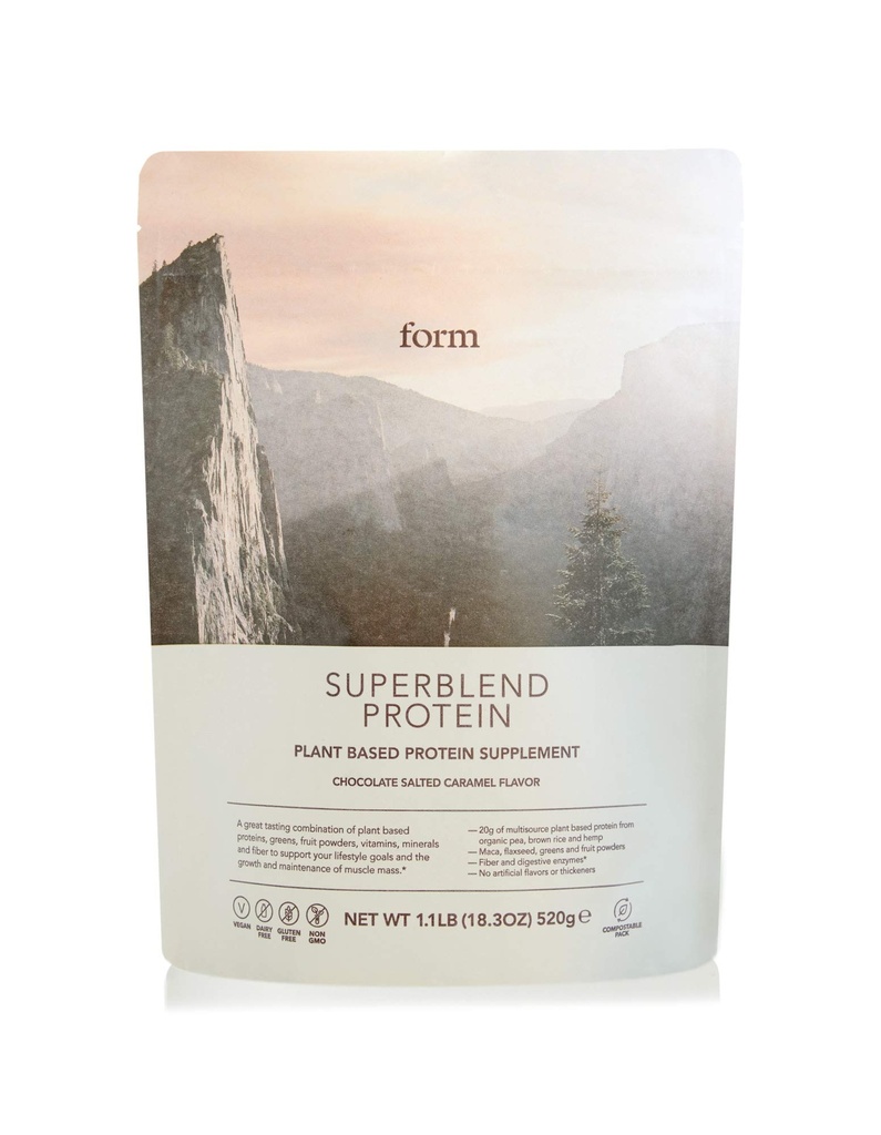 Forma Superblend Protein - Vegan Protein Powder com Superalimentos, Vitaminas e Minerais - 20g de proteína baseada em plantas por serviço (Chocolate Salted Caramel)