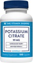 O Vitamina Shoppe Potássio Citrato 99MG, Suporta Saúde Cardiovascular e Celular (100 Cápsulas)