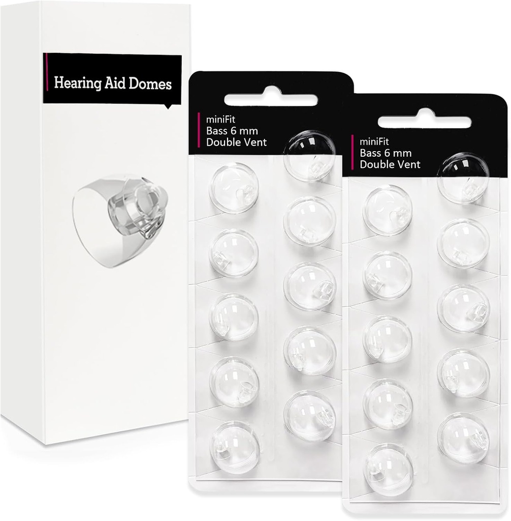 Vent duplo 6mm-Hearing Aid Domes for Oticon Minifit, Oticon Hearing Aid Supplies, Replacements Parts Accessories Universal Oticon Domes for Hearing Aids Cleaning Kits (20 Pcs)