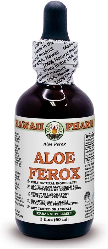 Extrato líquido sem álcool, Aloé (Aloe Ferox) Glicerite de folha seca Suplemento de ervas 2 onças