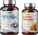 biophix Retinal Support Máxima Força Complexo Fórmula 100 Cápsulas - Grátis C-1000 30 Comprimidos - Zinc Vitamina C E Lutein DHA Omega-3 Astaxantina Ácido Hialurónico - Suporta Visão Ocular Saúde