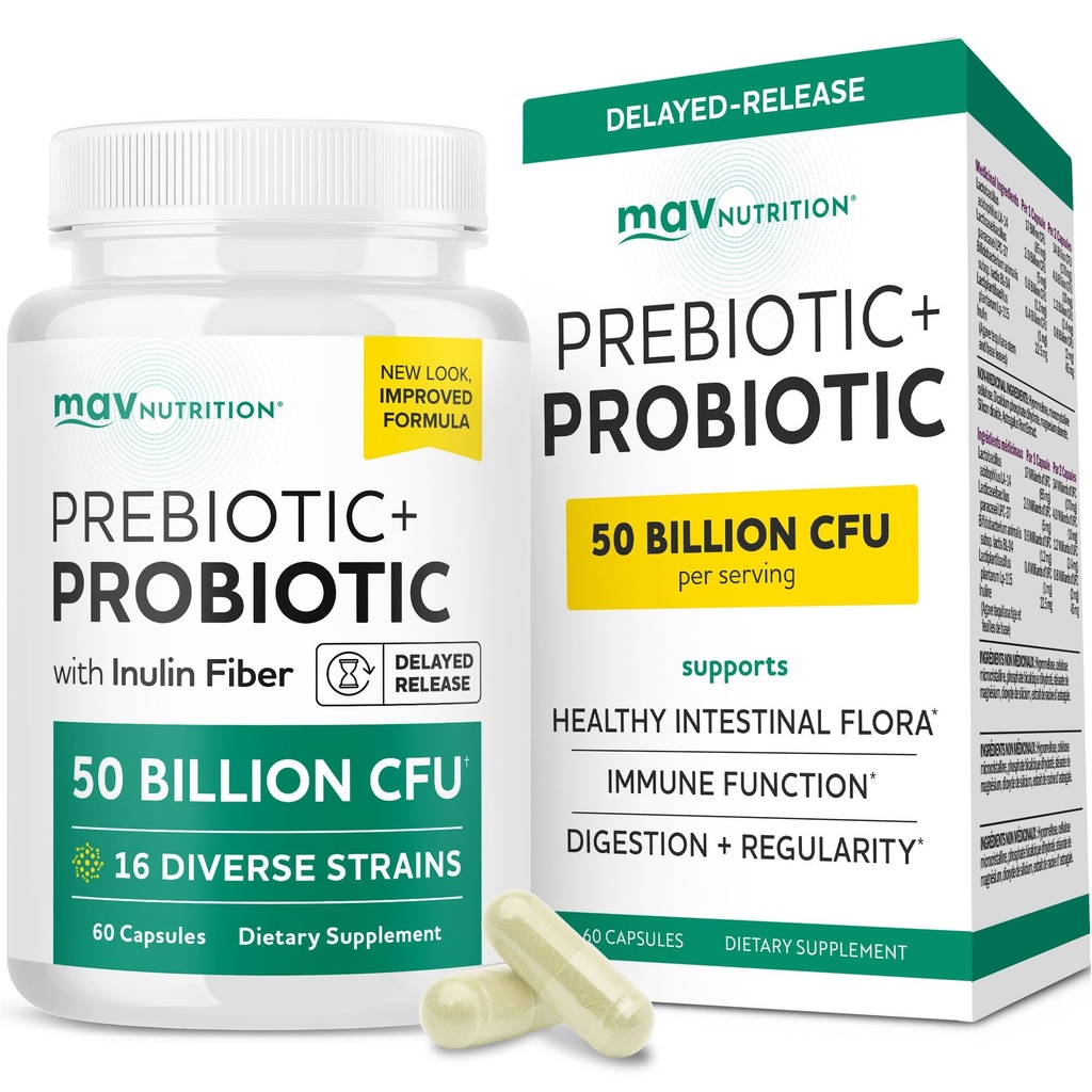 Prebióticos e Probióticos para Mulheres e Homens .Pre e Probióticos para Gut Health & Bloating Alívio . Sinbiótico com 20 bilhões de UFC Lactobacillus & Bifidobacterium .