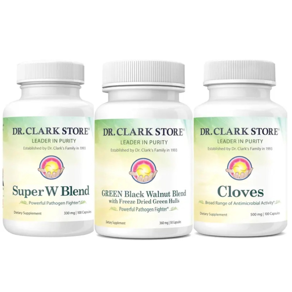 Dr Clark Store Kit de suporte e limpeza de intestines - com cascos de nozes pretos congelados, Wormwood e Craves-Ajuda a manter a função intestinal ideal