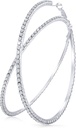 Brincos Grande Rhinestone Hoop Brilhando cristal Rhinestone Dangle Brincos Grande Hoop para mulheres festa de casamento Favor, 80 mm