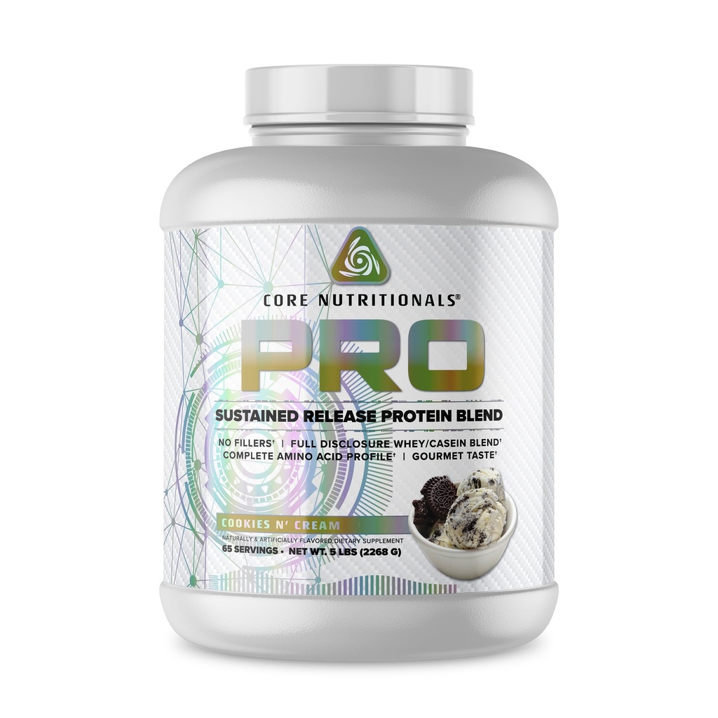 Núcleo Nutricionals Pro Mantido Liberação Whey Protein Mistura , com enzimas digestivas , 25g proteína, 2g carboidratos , sem preenchimentos , 5 libras (Cookies N Creme)