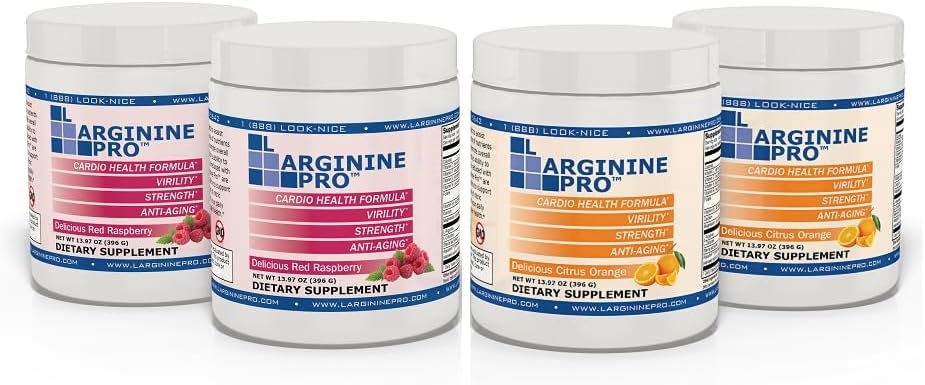 L-ARGININE PRO 5,500mg L-Arginina Plus L-Citrulina 1,100mg Framboesa & Laranja em pó Mistura Suplemento para aumento da produção de óxido nítrico