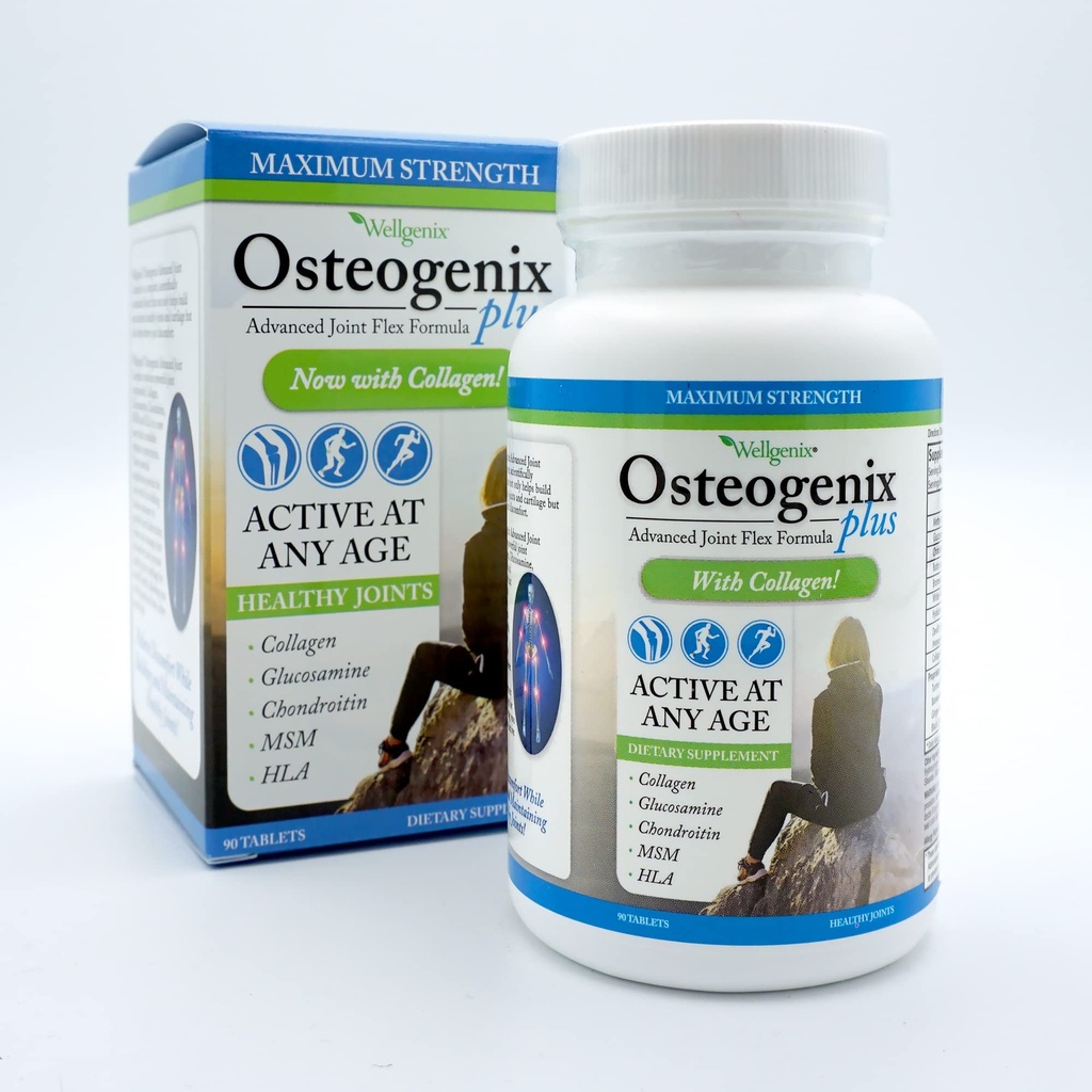 Wellgenix Osteogenix Advanced Joint Flex Formula (90 Ct) - Suplemento de Joelho com Colágeno II, Glucosamina, Condroitina, HSH & HLA - Lubrificação e Desconforto Tablets de Suporte para Homens e Mulheres