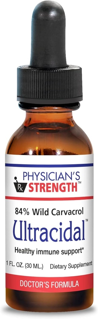Força Médica Ultracida - 30 mL - Fonte Selvagem, Óleo de Orégão de Alto Carvacrol - Fornece Suporte Imune Saudável - 86 Servimentos