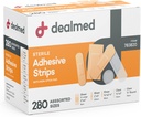 Dealmed Variety Pack Bandagens de adesivo flexível Bandagens estéreis com almofada de não-estíquete, Látex livre, cuidado de feridas para kit de primeiros socorros (280 Bandagens)