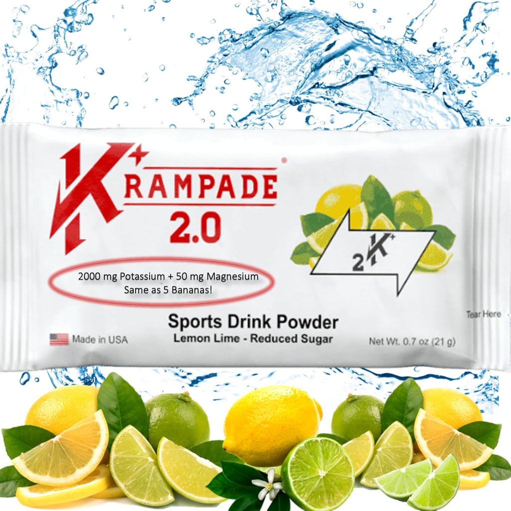 Krampade Potássio Suplemento Eletrólitos de Magnésio Pó - 50 mg Mag + 2000 mg K, >2X Mais do que água de coco