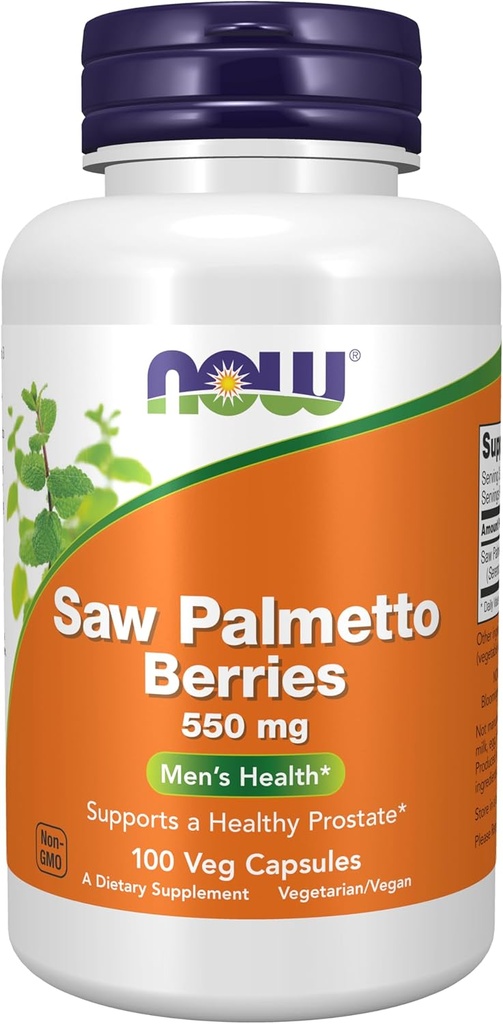Now Foods Supplements, Saw Palmetto Berries (Serenoa repens) 550 mg, Men's Health*, 100 Veg Cápsulas