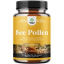 Pílulas de pólen de abelha para o crescimento mamário 60 Ct - Suplemento de pólen de abelha 1000mg Servindo com naturalmente B vitaminas minerais e enzimas - Suplemento de suporte mamário - Vegetariano Não-GMO e glúten livre