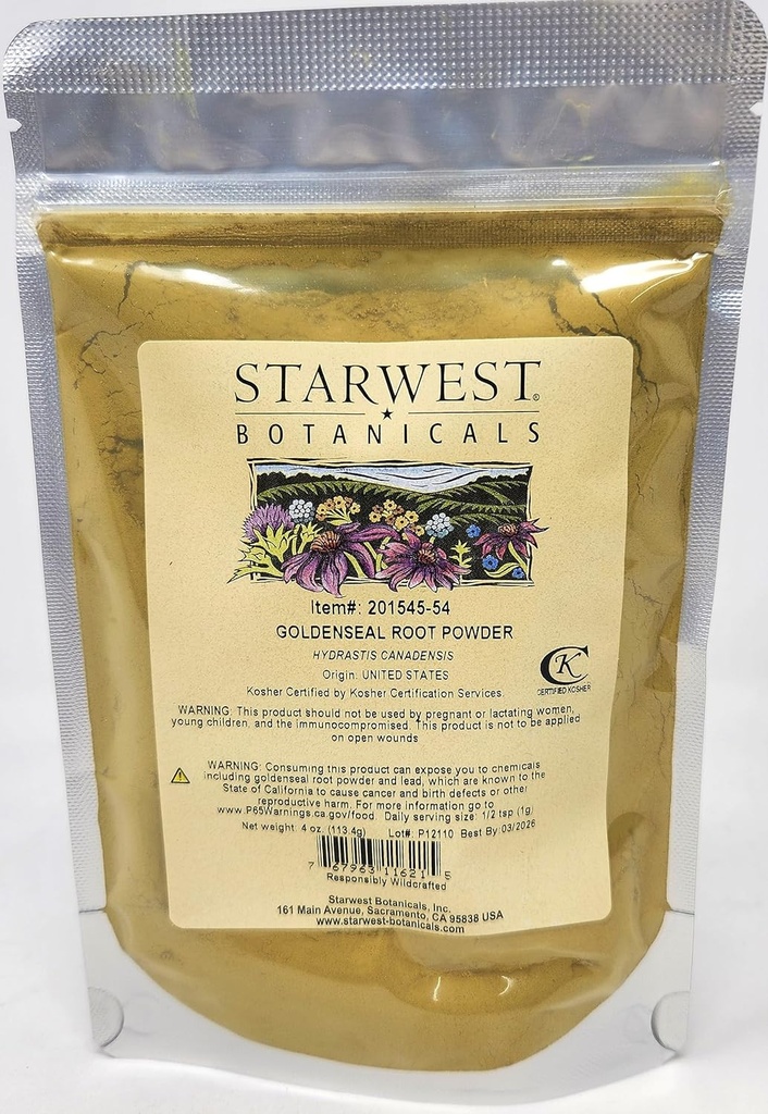 Goldenseal Raíz Pó Wildcrafted - 4 Oz (113 G) - Starwest Botanicals