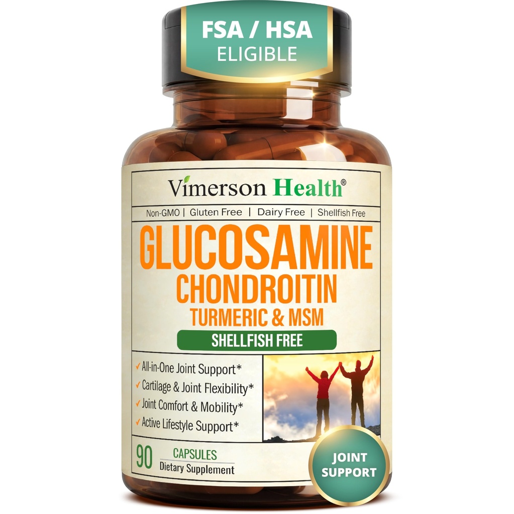 Glucosamina Condroitina HSH – Suplemento de Apoio Conjunto para Mulheres e Homens com Sulfato de Glucosamina 1500 mg, Condroitina e HSH – para Cartilagem, Saúde Conjunta e Flexibilidade – 90 Cápsulas