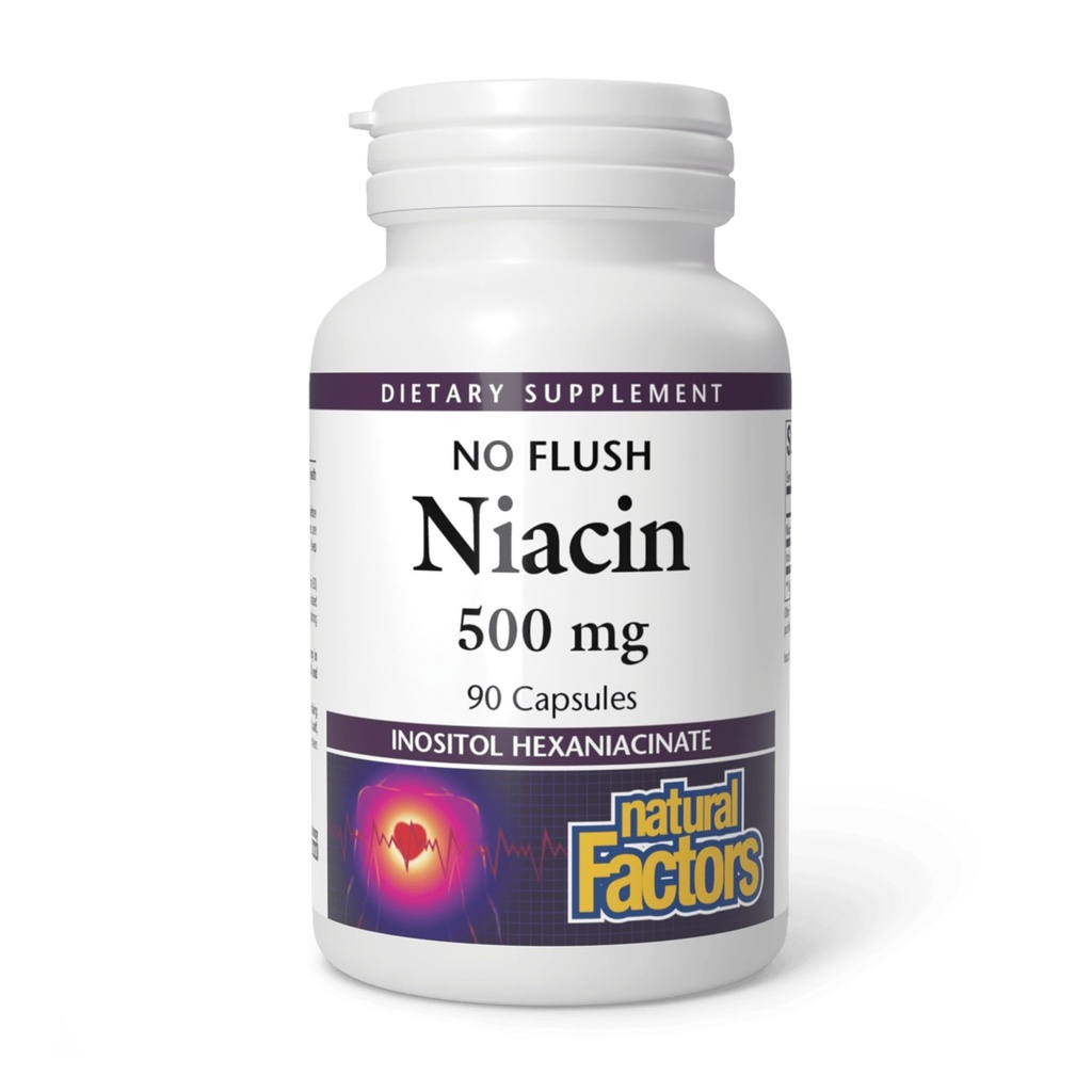 Factores Naturais Sem Flush Niacina 500 mg, 90 Comprimidos