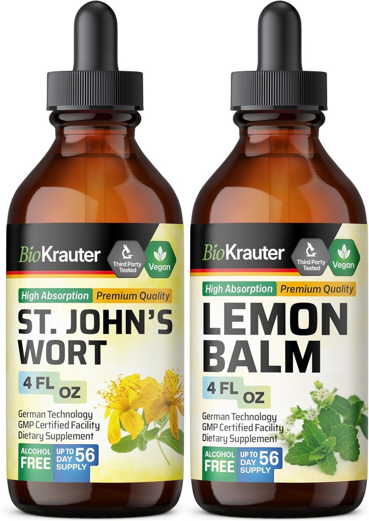 BIO KRAUTER St. John’s Wort Tintura 4 Fl. Oz. & Lemon Balm Tintura 4 Fl. Oz.