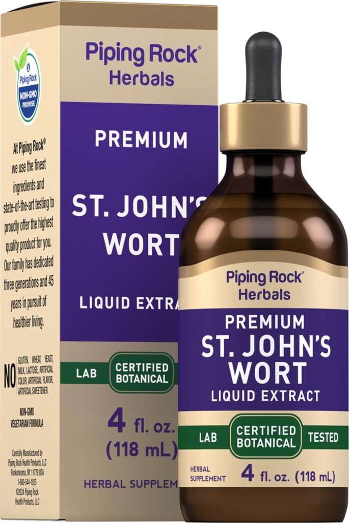 Piping Rock St Johns Wort Tinture Drops 4 Fl Oz Extrato de Erva Líquida Premium . Hypericum Perforatum .