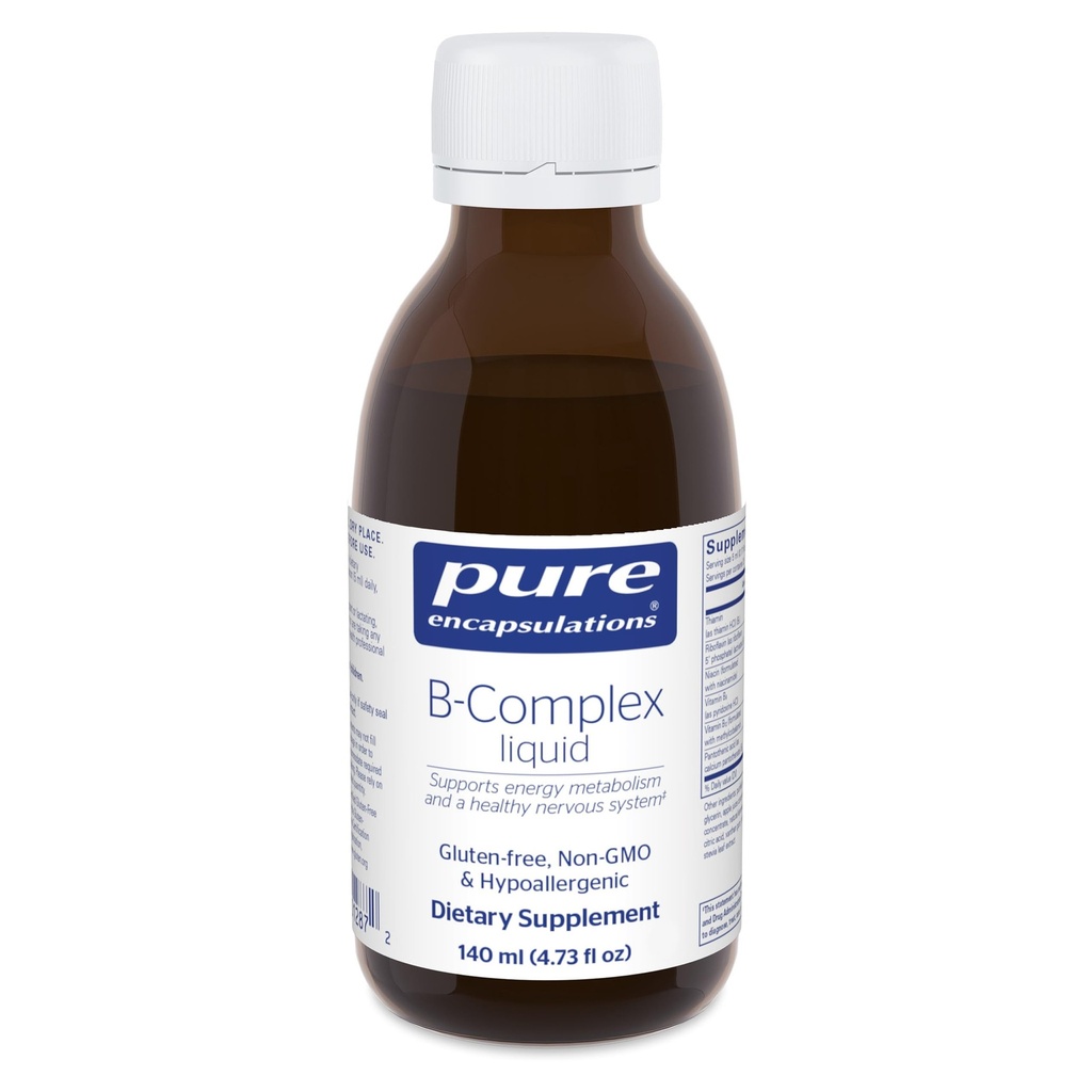 Encapsulamentos Puros Líquido B-Complexo - Complexo Líquido de Vitamina B - para Metabolismo Nervoso e Energia* - Glúten Livre e Vegetariano - 4,73 oz (140 ml)