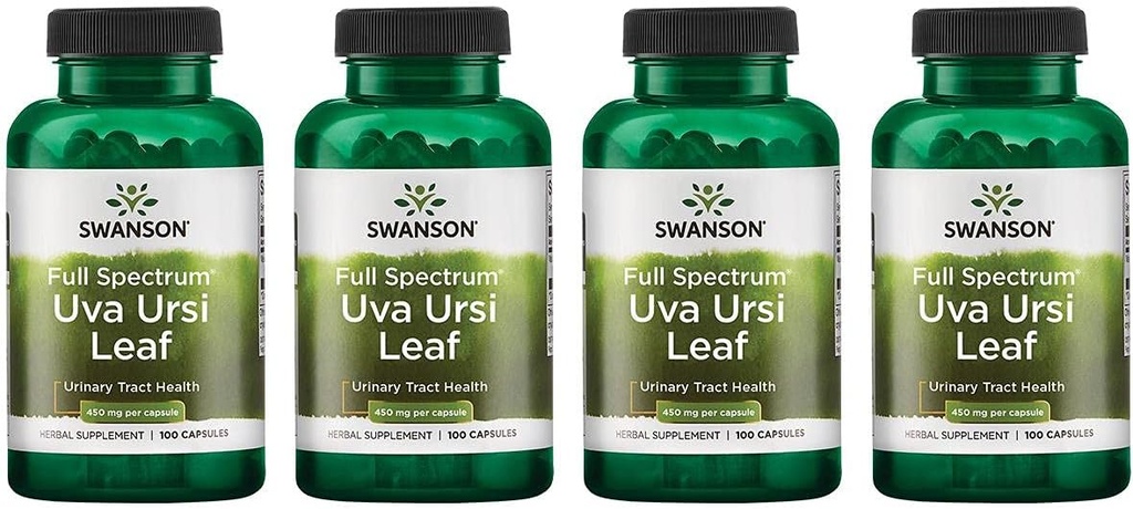 Swanson Full-Spectrum Uva Ursi Leaf - Suplemento de ervas Suportando Rim & Urinary Tract Health - May Support Cardiovascular System Function & Bladder Health - (100 Cápsulas, 450mg cada) 4 Pack
