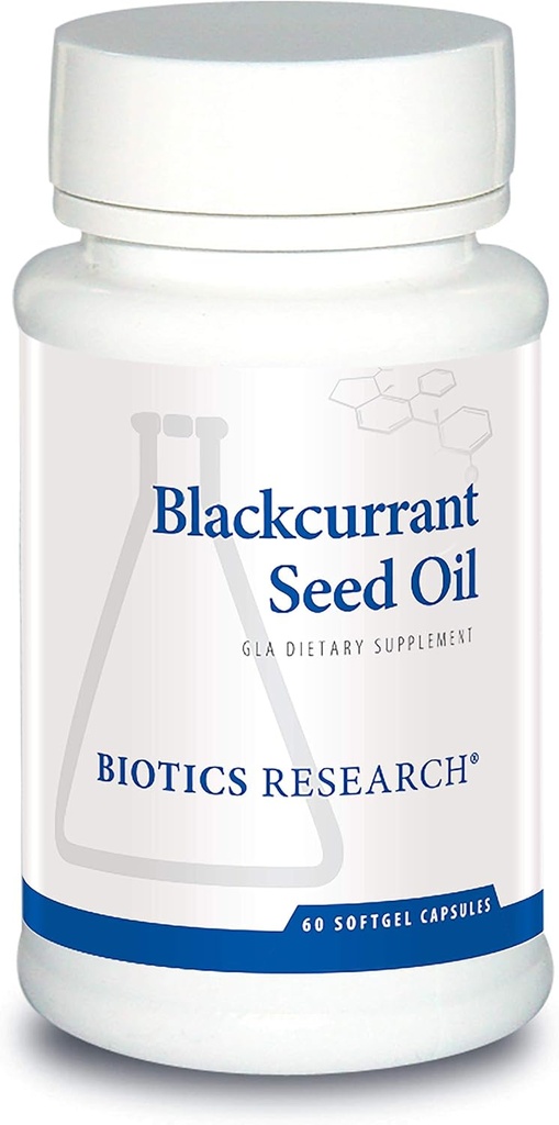 Biotics Research Blackgrourant Seed Oil Fonte Natural de Ácido Gamma Linolênico GLA, 535 mg Cápsula, Suporta Saúde Cardiovascular, Reparação de Tecido Normal, Sistema Imune, Saúde da Mulher 60 Caps