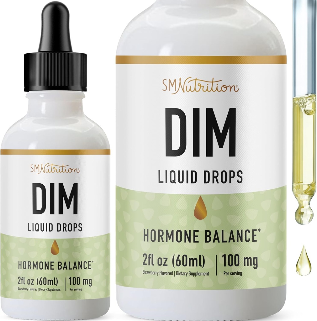 DIM Liquid Drops Suplemento 100mg para equilíbrio de estrogênio para mulheres e homens, equilíbrio de hormônios, suplementos de menopausa para mulheres, apoio PMS & antioxidante .