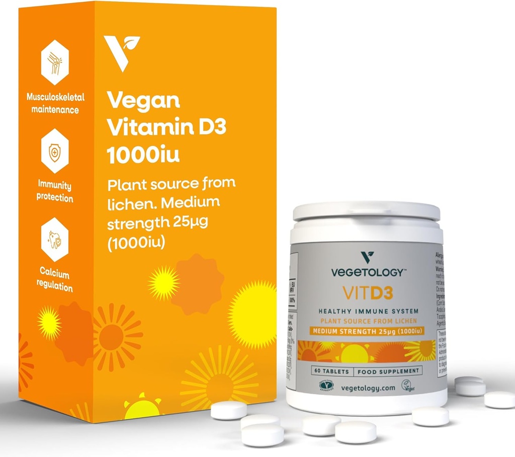 Comprimidos de vitamina D3 mastigável – alta resistência 62.5μg 2.500UI Vitamina D3 Colecalciferol – Vegan Gluten Free VIT D3 Vitamina Suplementos (60Ct)