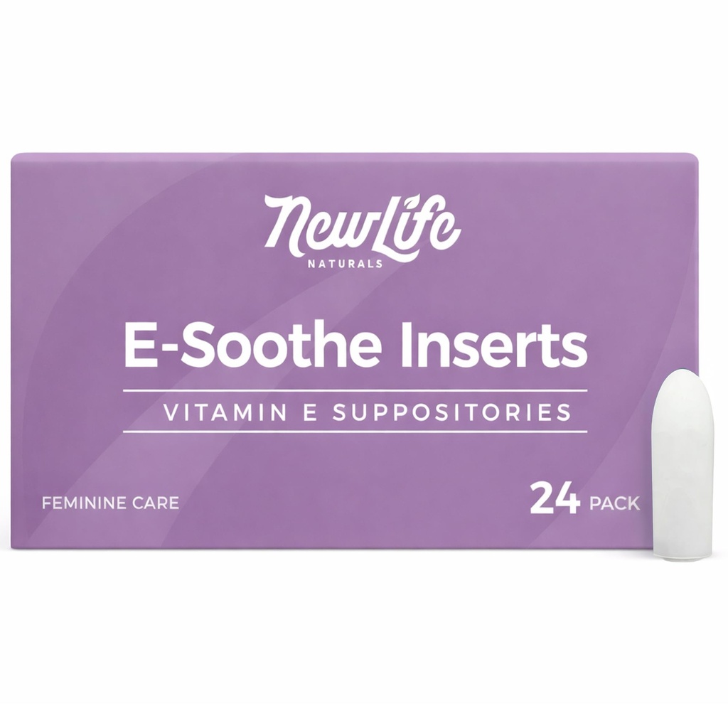 NovaVida Naturals Supositórios de Vitamina E 38UI - Secura Vaginal Irritação Menopausa Atrofia Alívio - Todos Estrogênio Natural Livre Cuidado Feminino - 24 Inseres